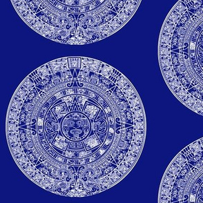 Aztec Calendar on Blue - Large (6")