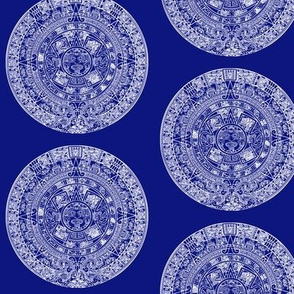 Aztec Calendar on Blue - Medium (4")