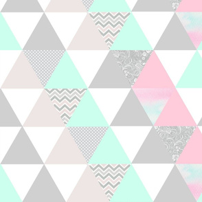 Pink, gray, and aqua triangles