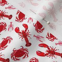 crab and lobsters // white red crustacean sea ocean red pink crabs