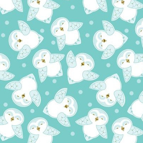 Snow Owls in turquoise