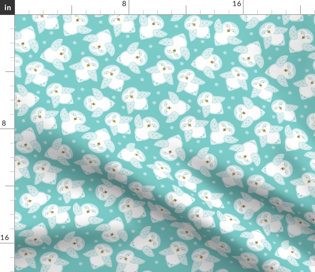 Snow Owls in turquoise