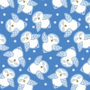 Snow Owls in blue