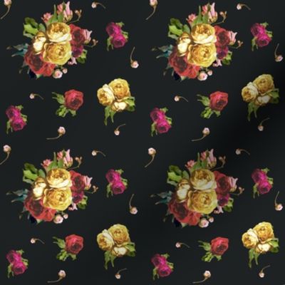 Dark Floral Garden - Black - SMALL