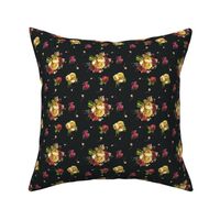 Dark Floral Garden - Black - SMALL