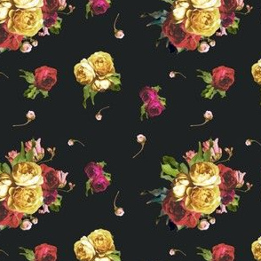 Dark Floral Garden - Black - SMALL