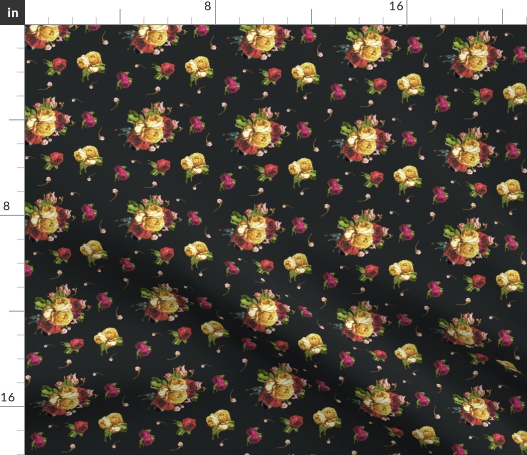 Dark Floral Garden - Black - SMALL