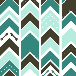 Chevron Arrows Aqua and Brown