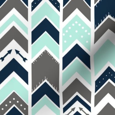 Arrows Chevron Aqua Gray Navy