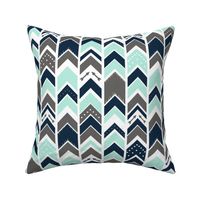 Arrows Chevron Aqua Gray Navy