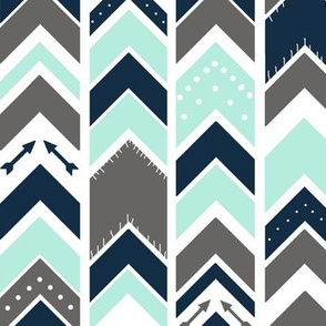 Arrows Chevron Aqua Gray Navy