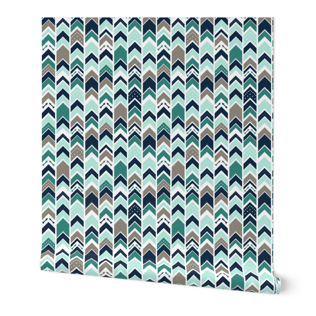 Arrows Chevron Aqua Gray Fringe