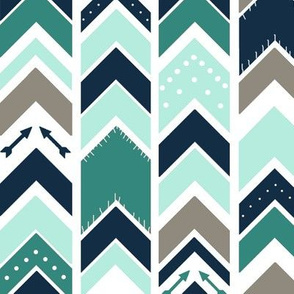 Arrows Chevron Aqua Gray Fringe