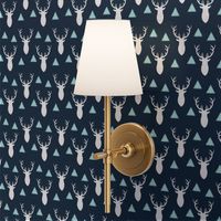 Navy White Sky Blue Deer Heads and Triangles