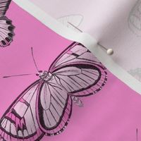 Butterflies - 2 directional repeat Pink on Pink