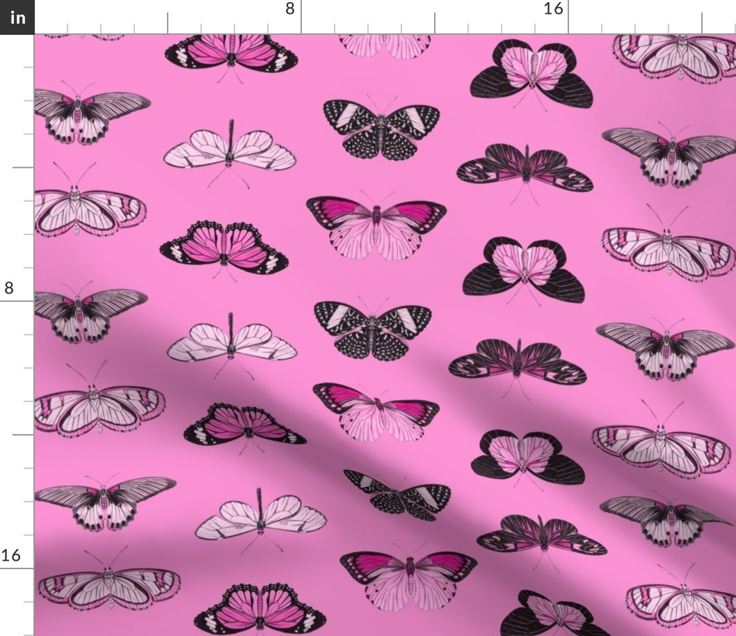 Butterflies - 2 directional repeat Pink on Pink