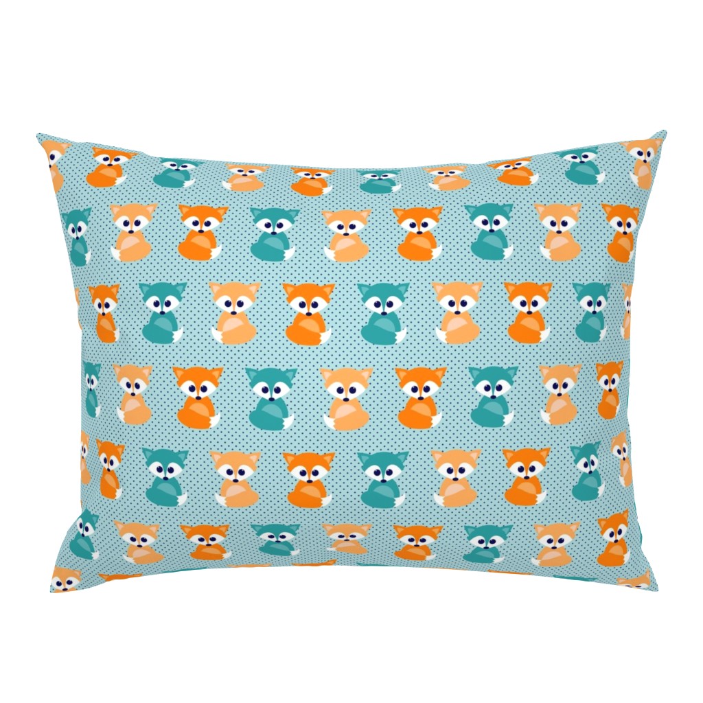 Baby foxes - turqoise, navy, orange