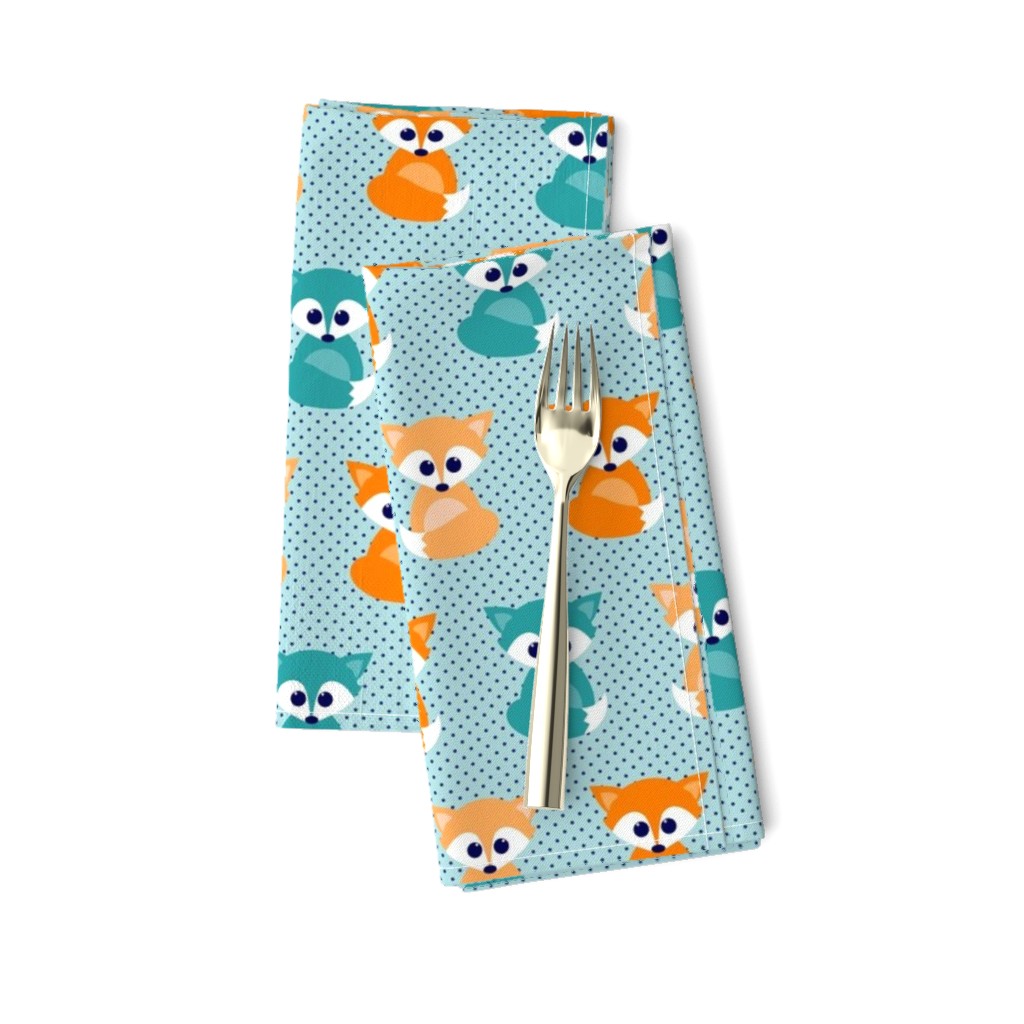 Baby foxes - turqoise, navy, orange