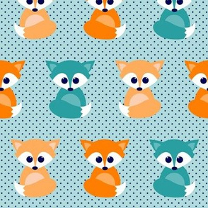 Baby foxes - turqoise, navy, orange