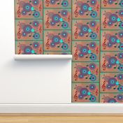MDZ1 - Musical Daze Tiles in Red, Aqua and Brown