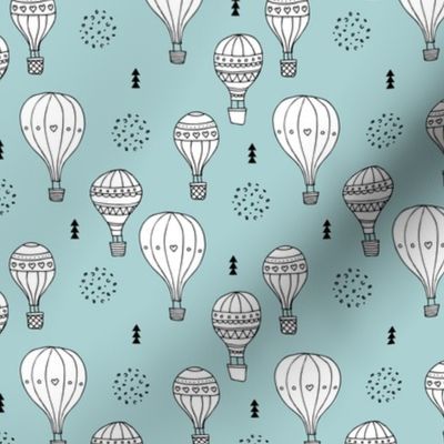 Sweet dreams hot air balloon sky scandinavian geometric style design gender soft blue