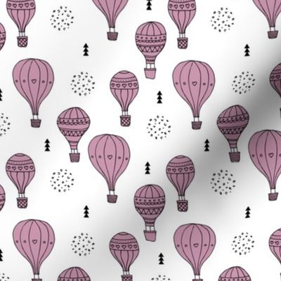 Sweet dreams hot air balloon sky scandinavian geometric style design violet lilac girls