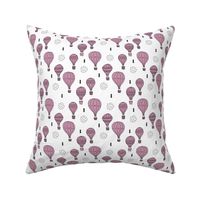 Sweet dreams hot air balloon sky scandinavian geometric style design violet lilac girls