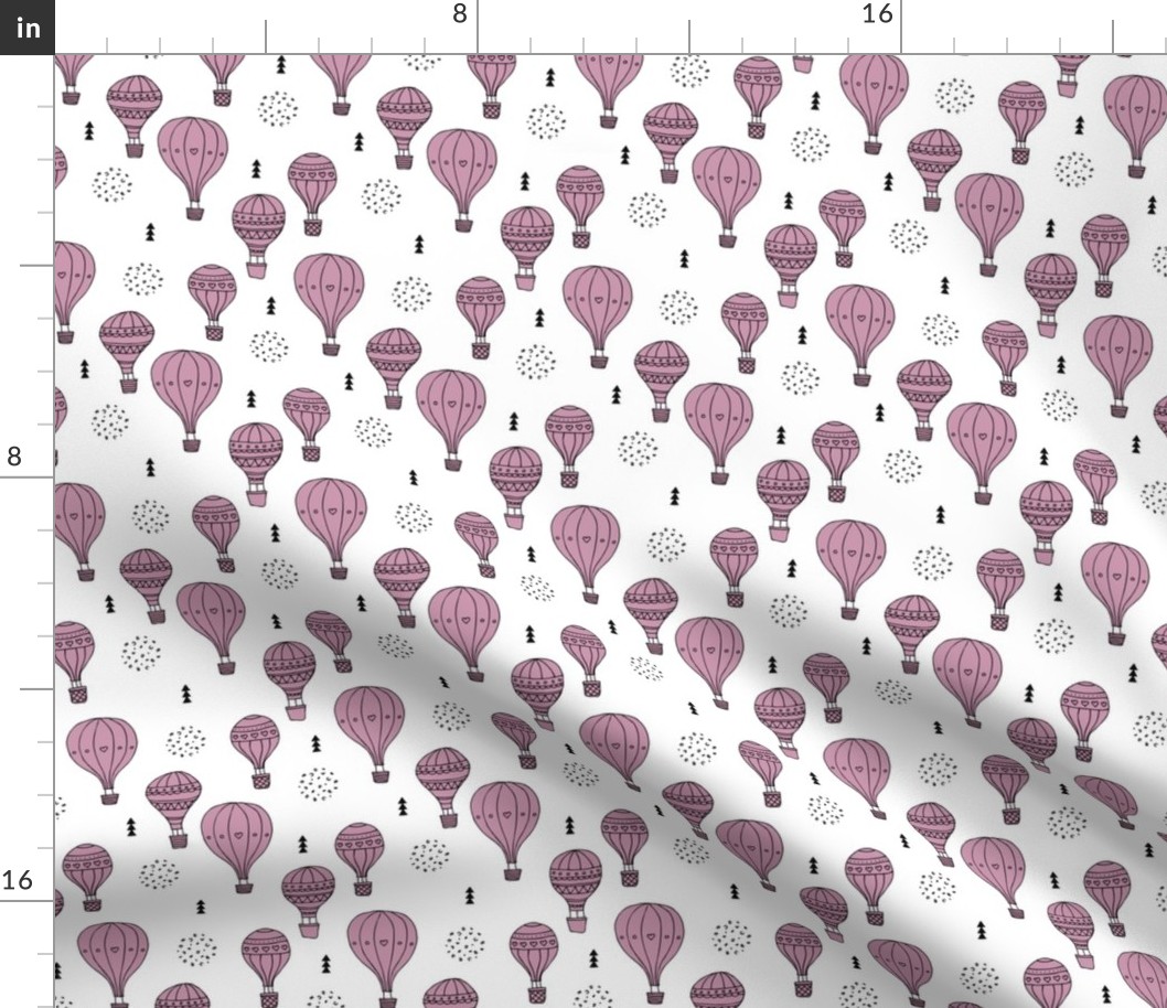 Sweet dreams hot air balloon sky scandinavian geometric style design violet lilac girls
