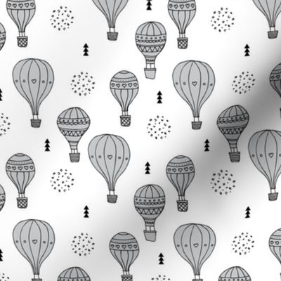 Sweet dreams hot air balloon sky scandinavian geometric style design gender neutral gray