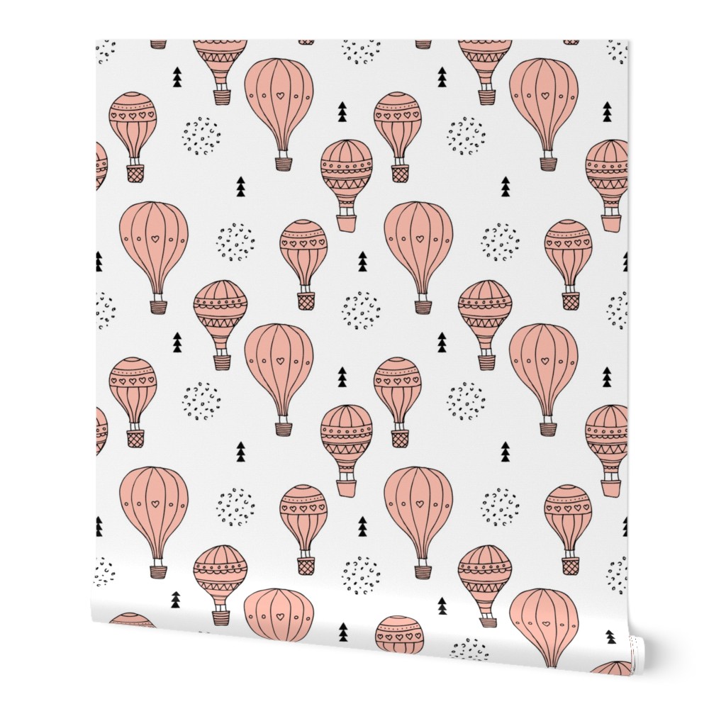 Sweet dreams hot air balloon sky scandinavian geometric style design pastel pink for girls