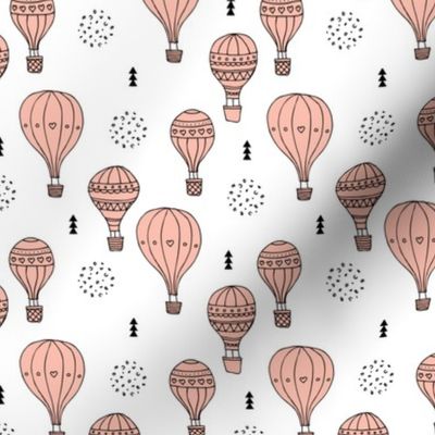 Sweet dreams hot air balloon sky scandinavian geometric style design pastel pink for girls