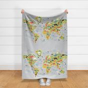 Animal Map for fit on Linen Cotton Canvas