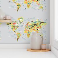 Animal Map for fit on Linen Cotton Canvas