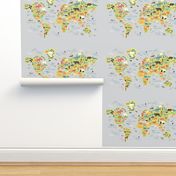 Animal Map for fit on Linen Cotton Canvas