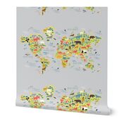 Animal Map for fit on Linen Cotton Canvas