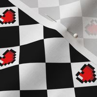 Black and White Checkered Hearts