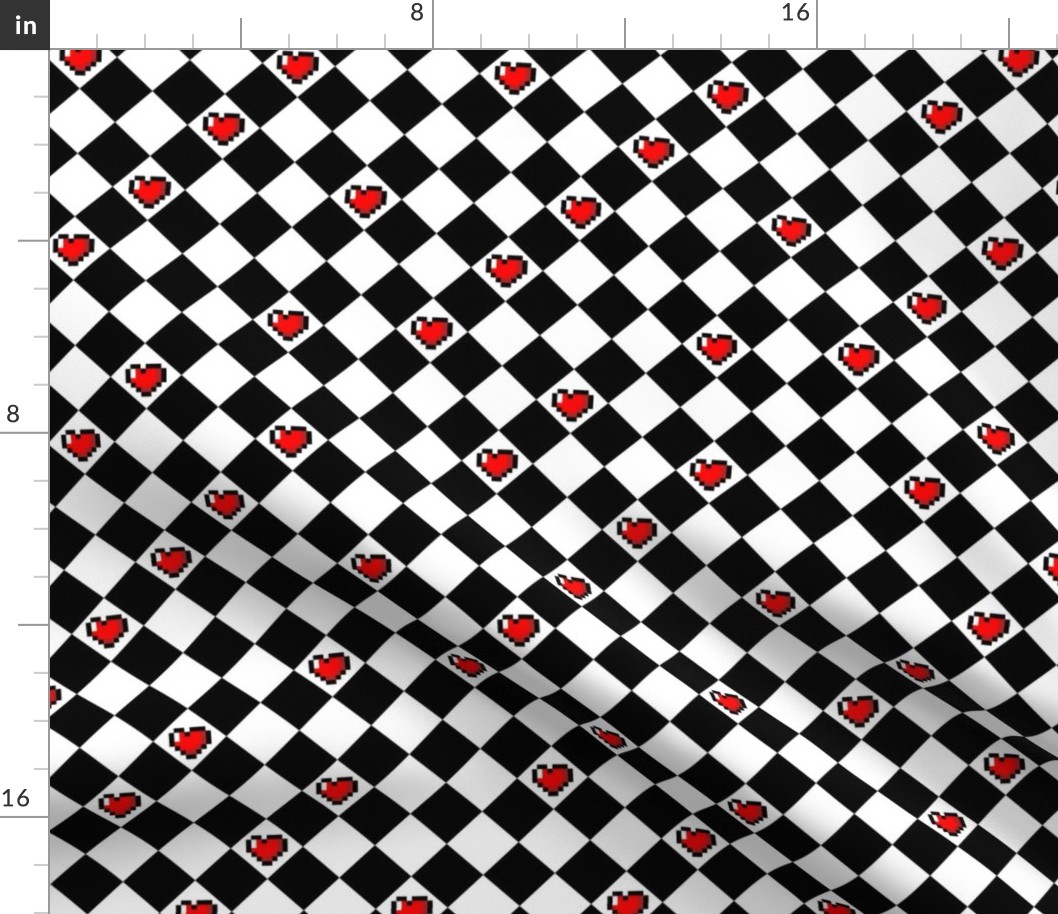 Black and White Checkered Hearts