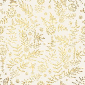 Hand drawn golden floral pattern