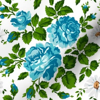 Cute blue roses pattern