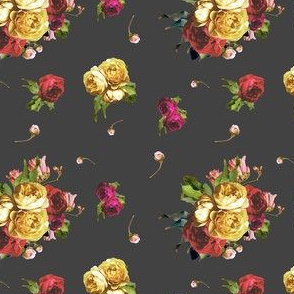 Dark Floral Garden - Gray - Small