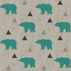 Bears_and_Triangles_Teal_Linen