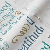 The Beatitudes Typography in shades of blue, gray and teal © Jennifer Garrett