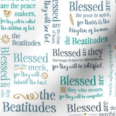The Beatitudes Typography in shades of blue, gray and teal © Jennifer Garrett