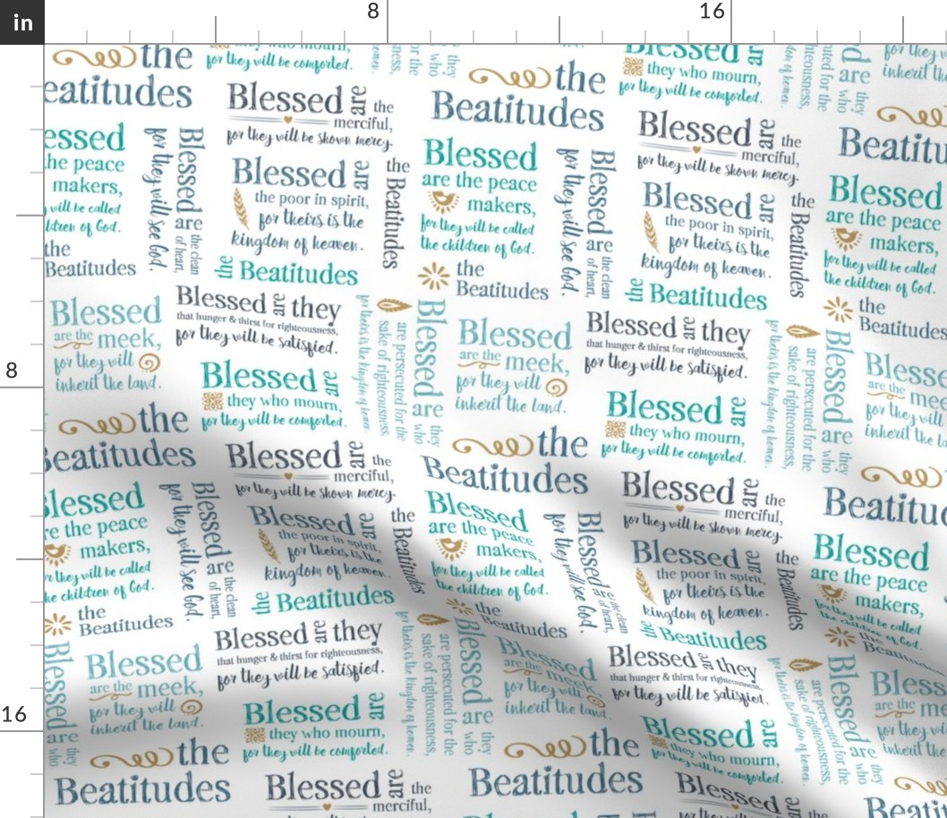 The Beatitudes Typography in shades of blue, gray and teal © Jennifer Garrett