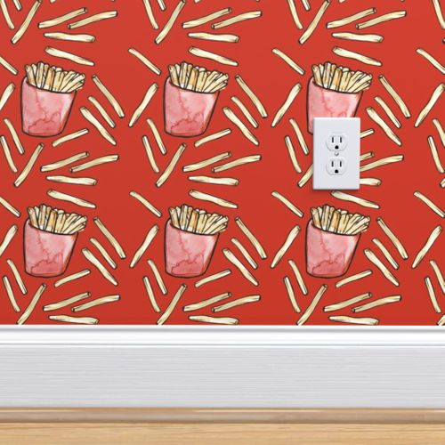 Retro Essen 80er Jahre Spass Fett Teen Fast Food Jugendlich Fritten Pommes Frittes Spoonflower