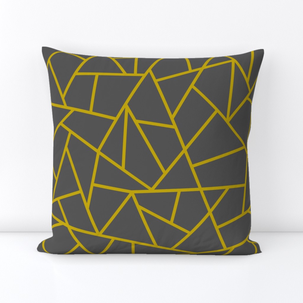 Abstract Geometric Gold on Charcoal Large