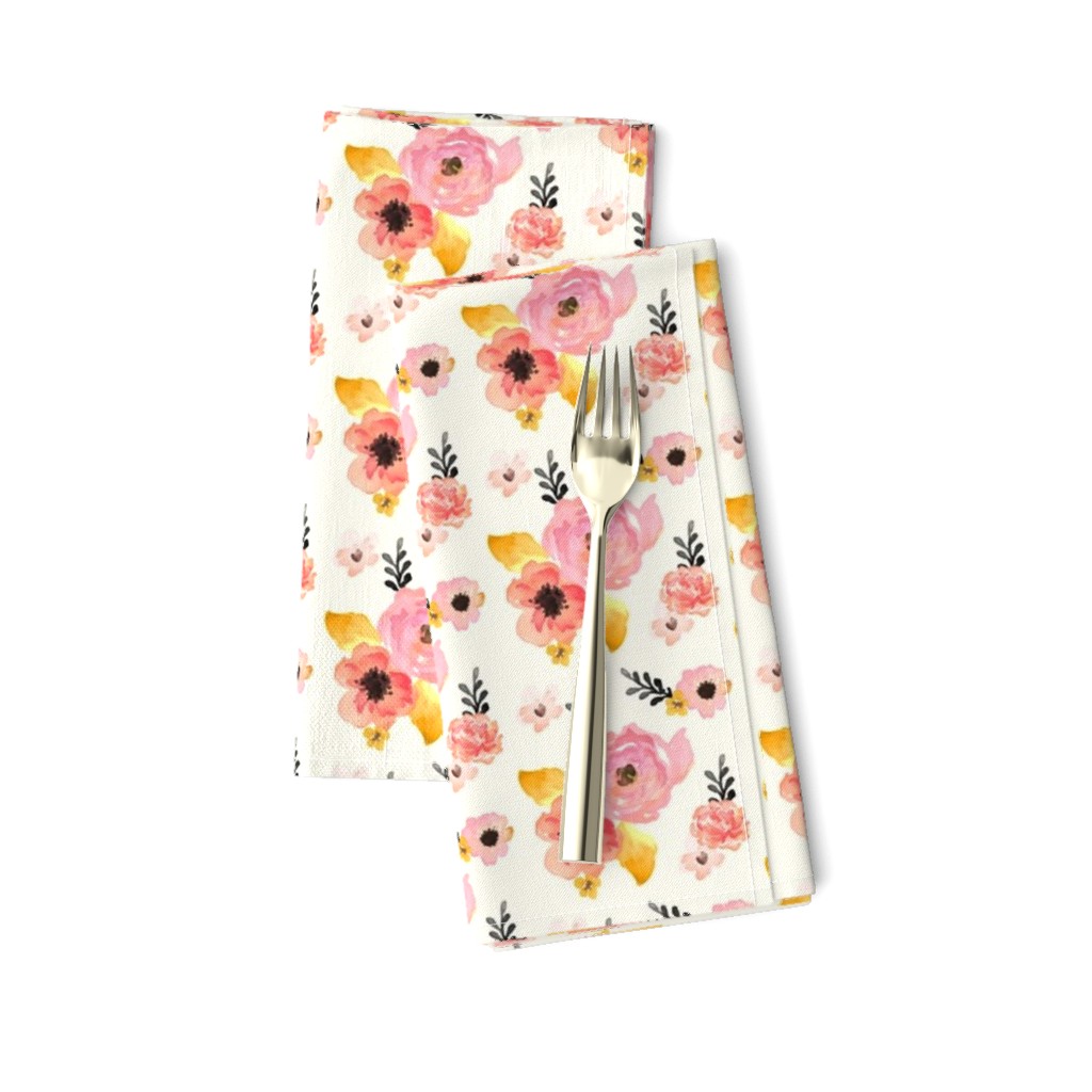 Floral Dreams in Pink Yellow Black & Coral