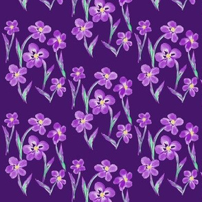 Dainty Meadow Flowers on a Purple Field