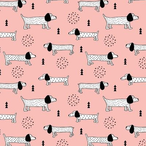 Adorable little dachshund puppy cute kids dogs theme scandinavian style pastel pink for girls