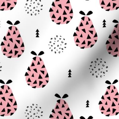 Cool pear garden geometric memphis scandinavian style fruit illustration girls pastel pink